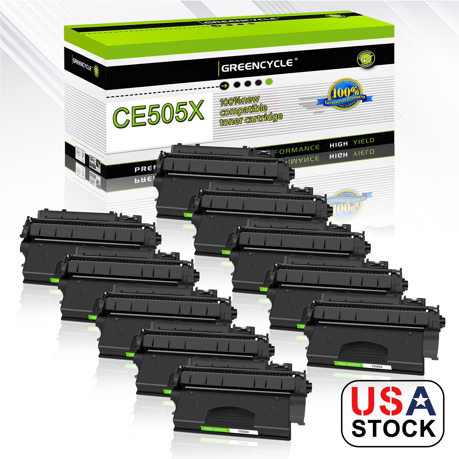 10PK High Yield Black CE505X 05X Toner Cartridge for HP Laserjet P2055x P2055dn