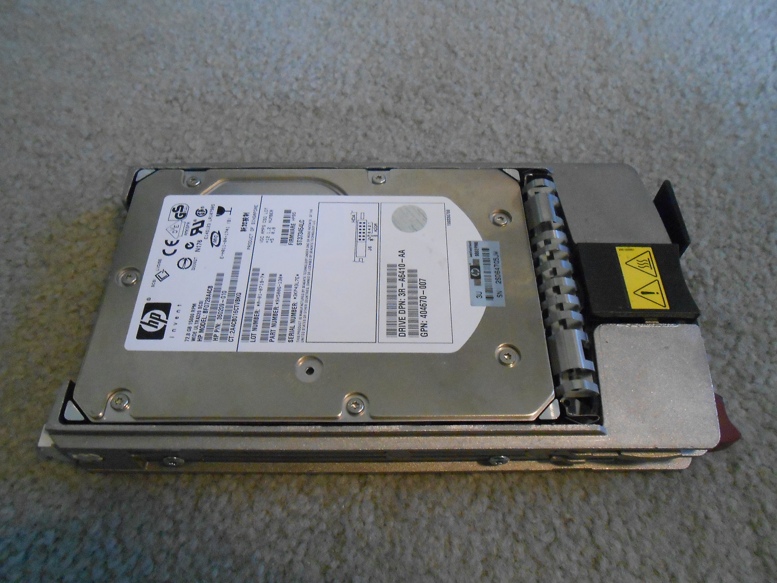 3R-A6410-AA 72.8GB WIDE ULTRA320  80-PIN 15K HARD DRIVE - 360209-010 (USED)