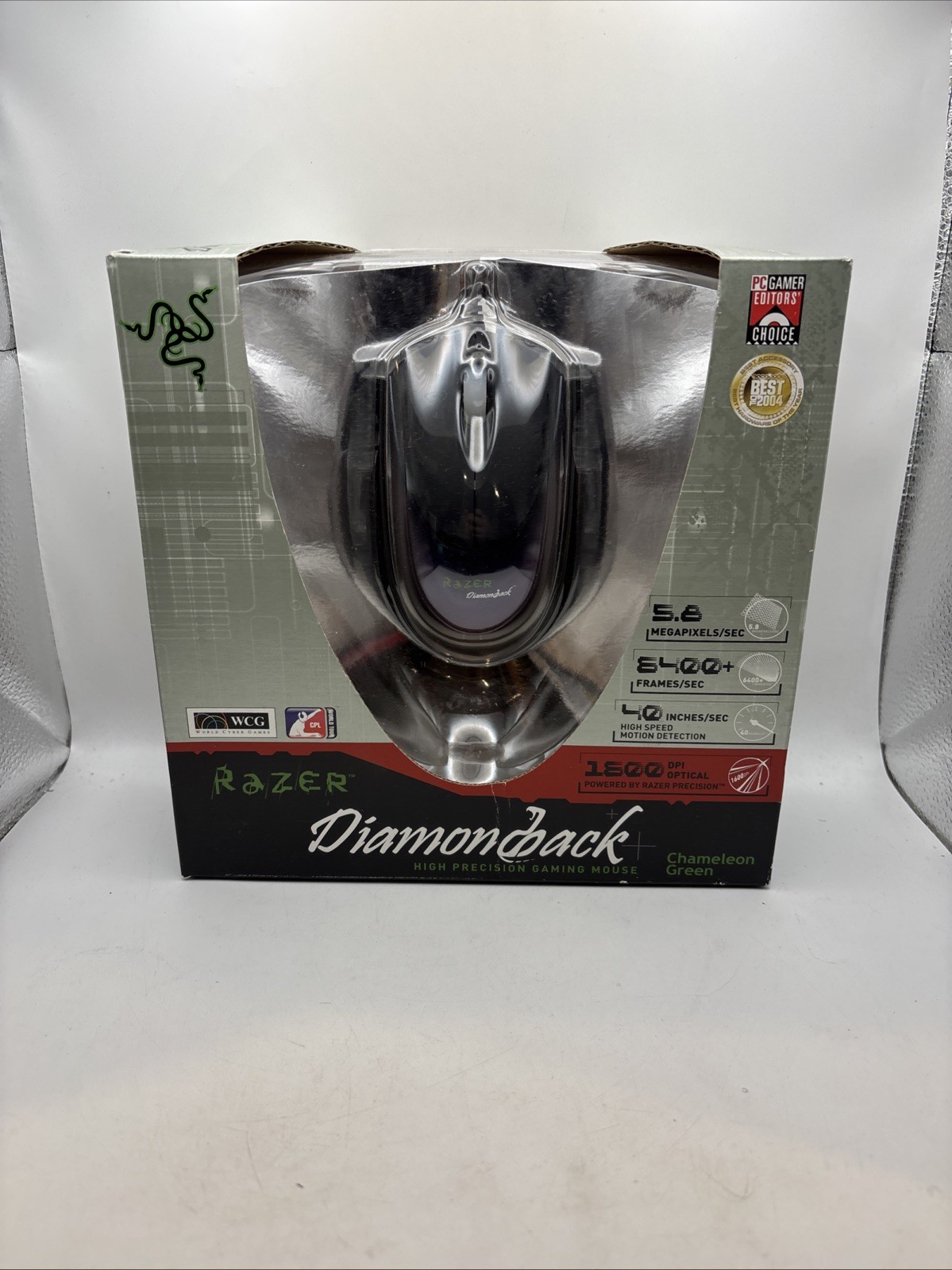 Razer Diamondback - RZ-1600P DPI Optical Wired Gaming Chameleon Green Mouse New