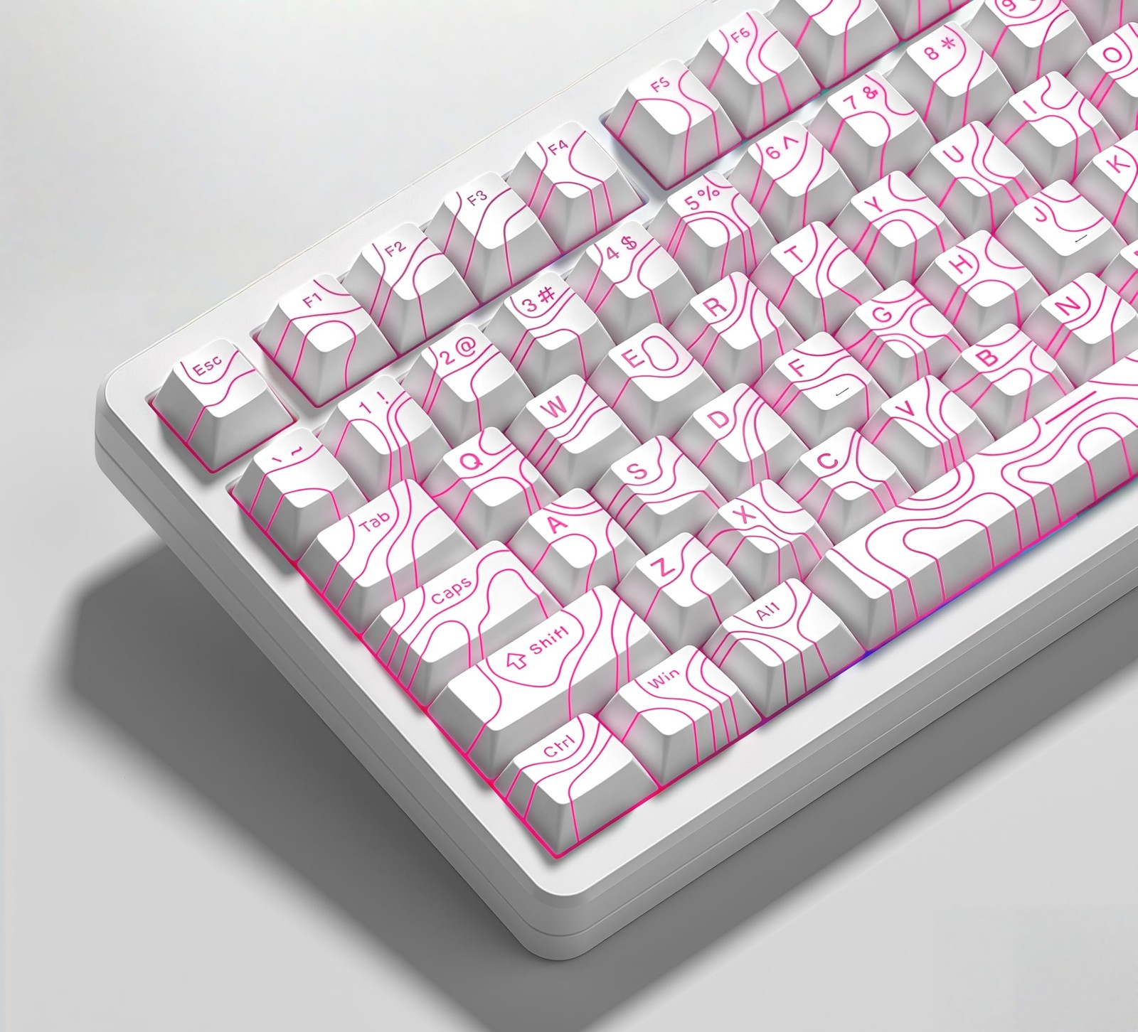 119 Keys Double Shot PBT White Topographic Cherry Profile Custom Keycaps