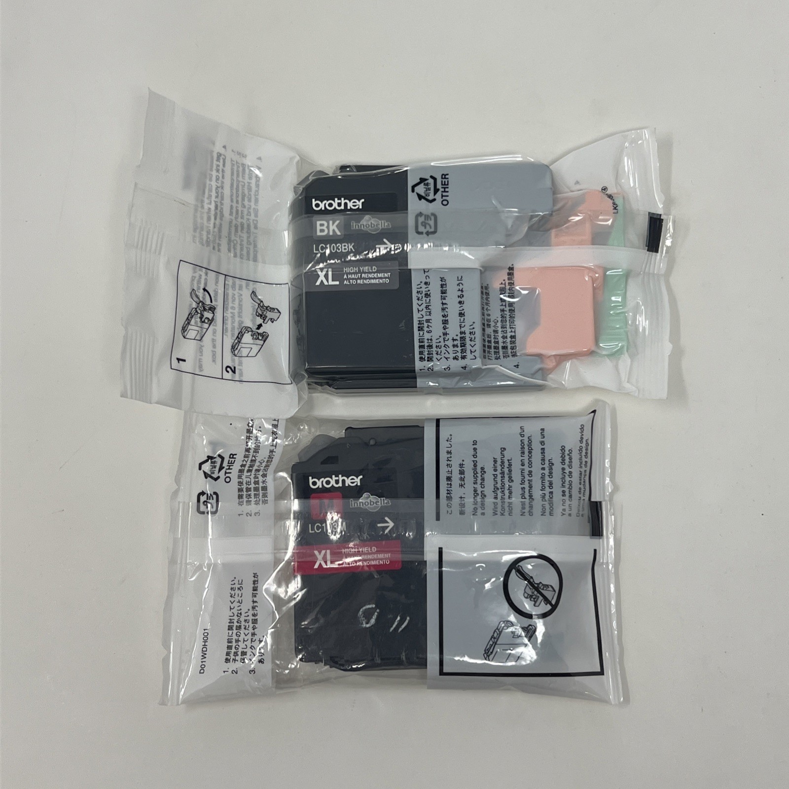 Brother LC103BK XL Black Ink Cartridge Genuine OEM New Sealed plus Magenta