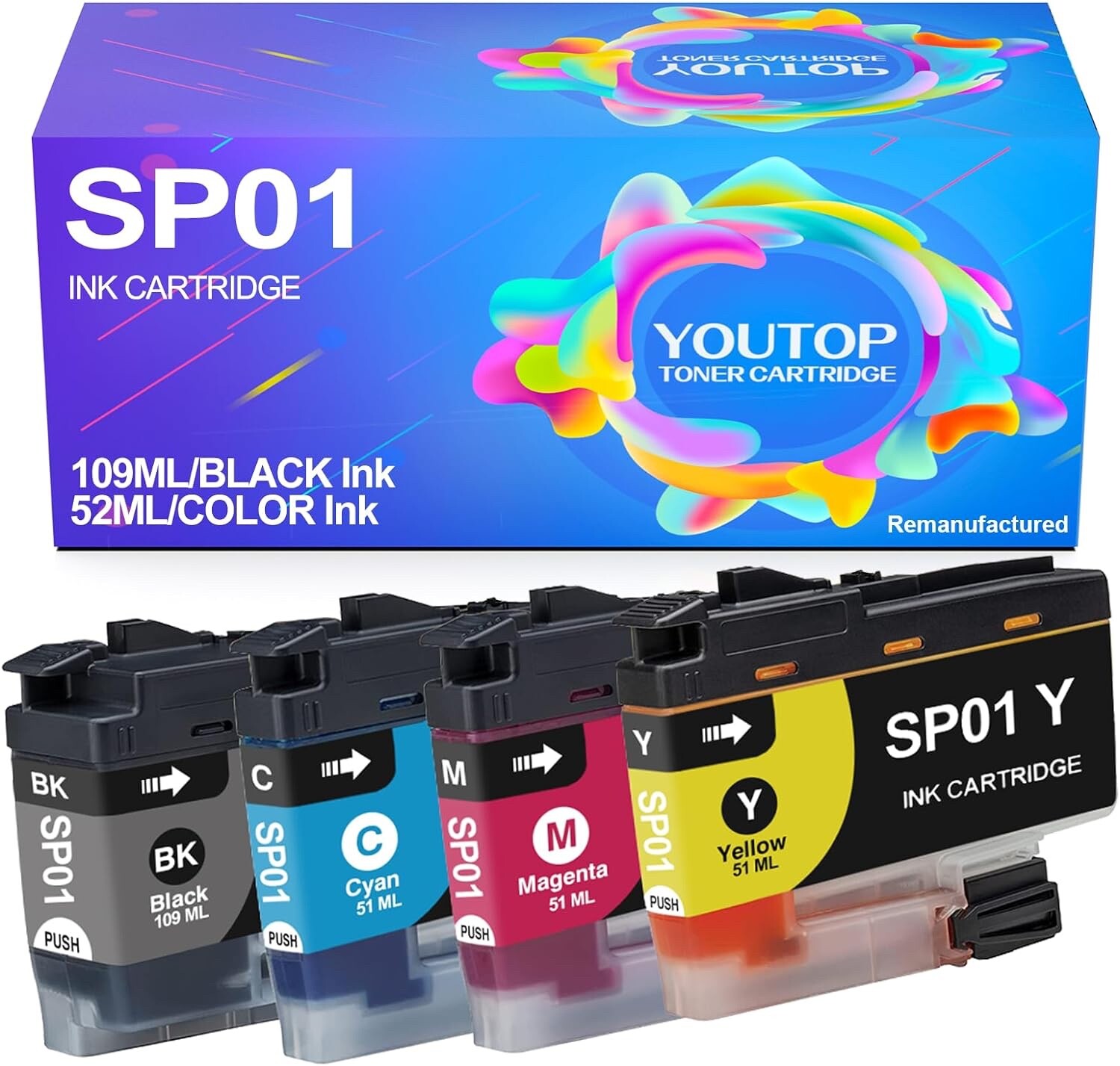 for Brother Ink Cartridge Color 4-Pack SP-01 SP01 SP01XLBK SP01CS SP01MS