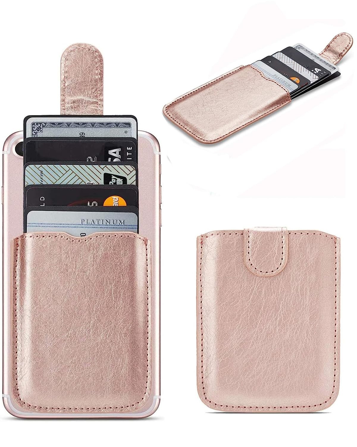Phone Card Holder RFID Sleeve PU Leather Stick-On 5 Card Wallet