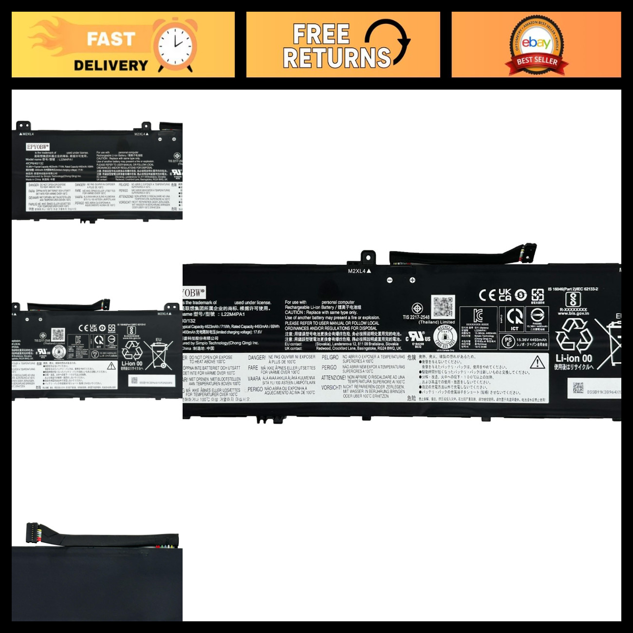 High-Capacity 71Wh Laptop Battery Replacement L22M4PA1 L22D4PA1 L22C4PA1