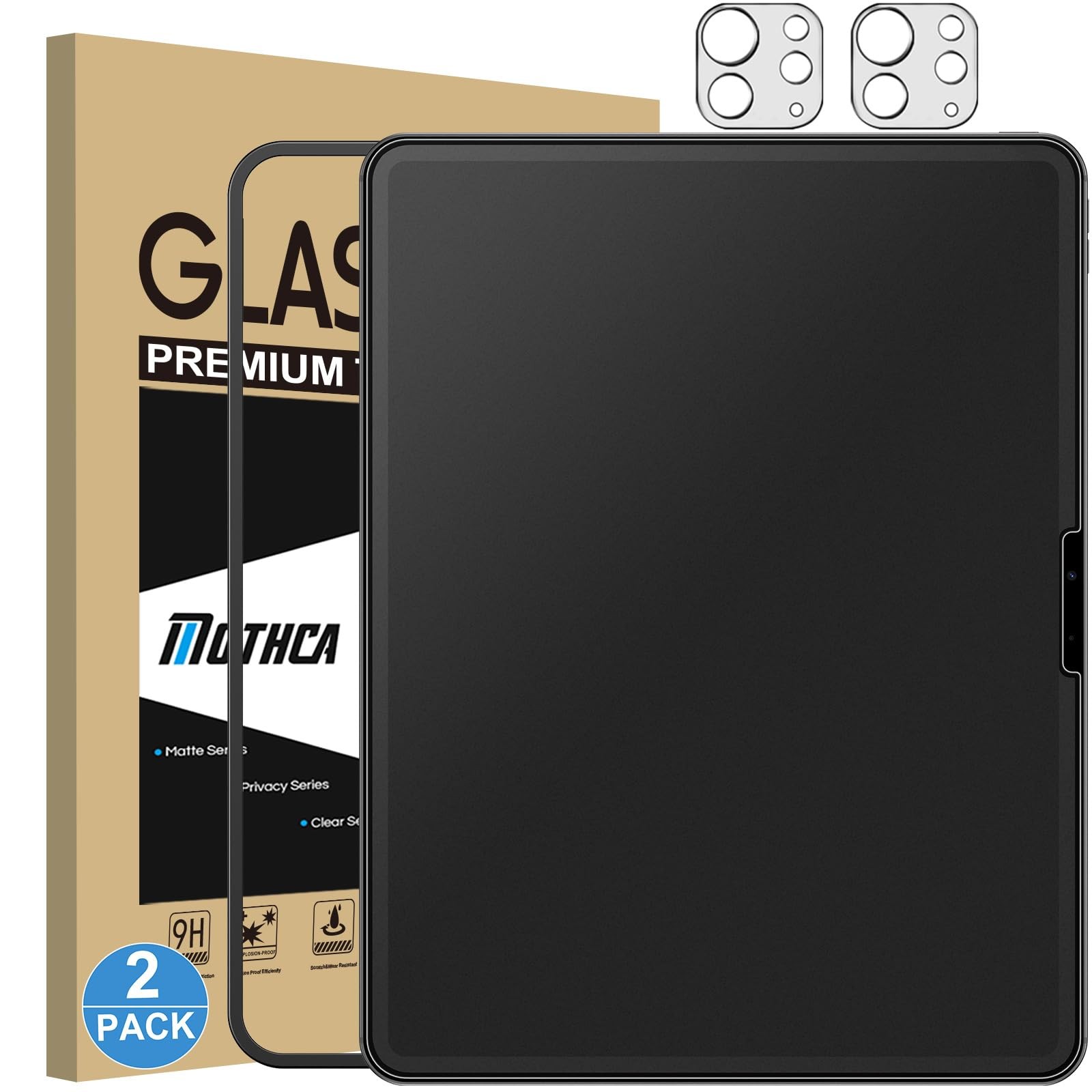 Mothca 2 Pack Matte Glass Screen Protector for iPad Pro 11-inch M5 2025 /M4 2024