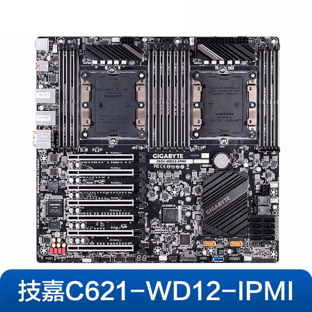 For Gigabyte C621-WD12-IPMI dual CPU quad 4GPU server workstation motherboard