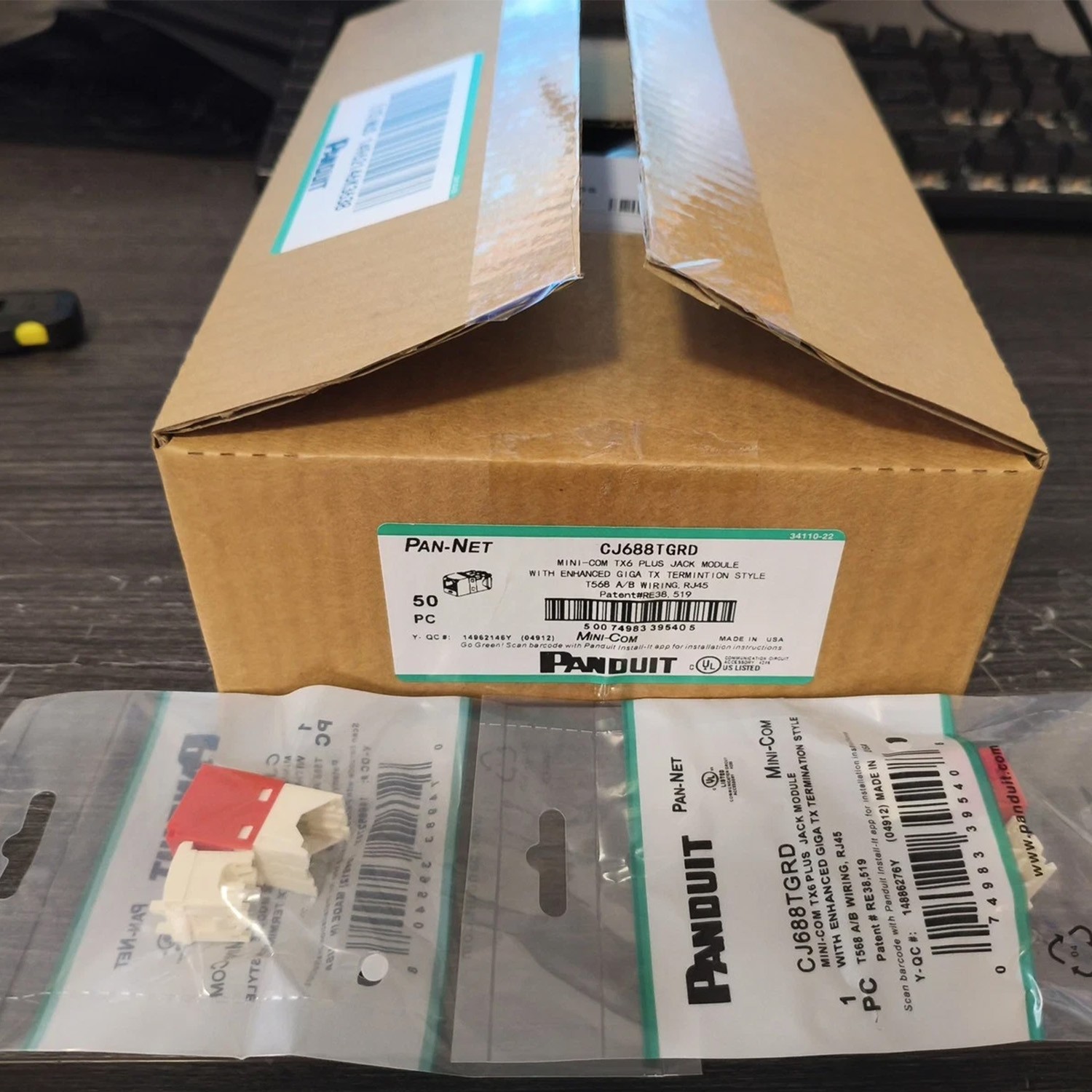 RED For Panduit Giga TX Cat6 jack CJ688TGRD BOX OF 50