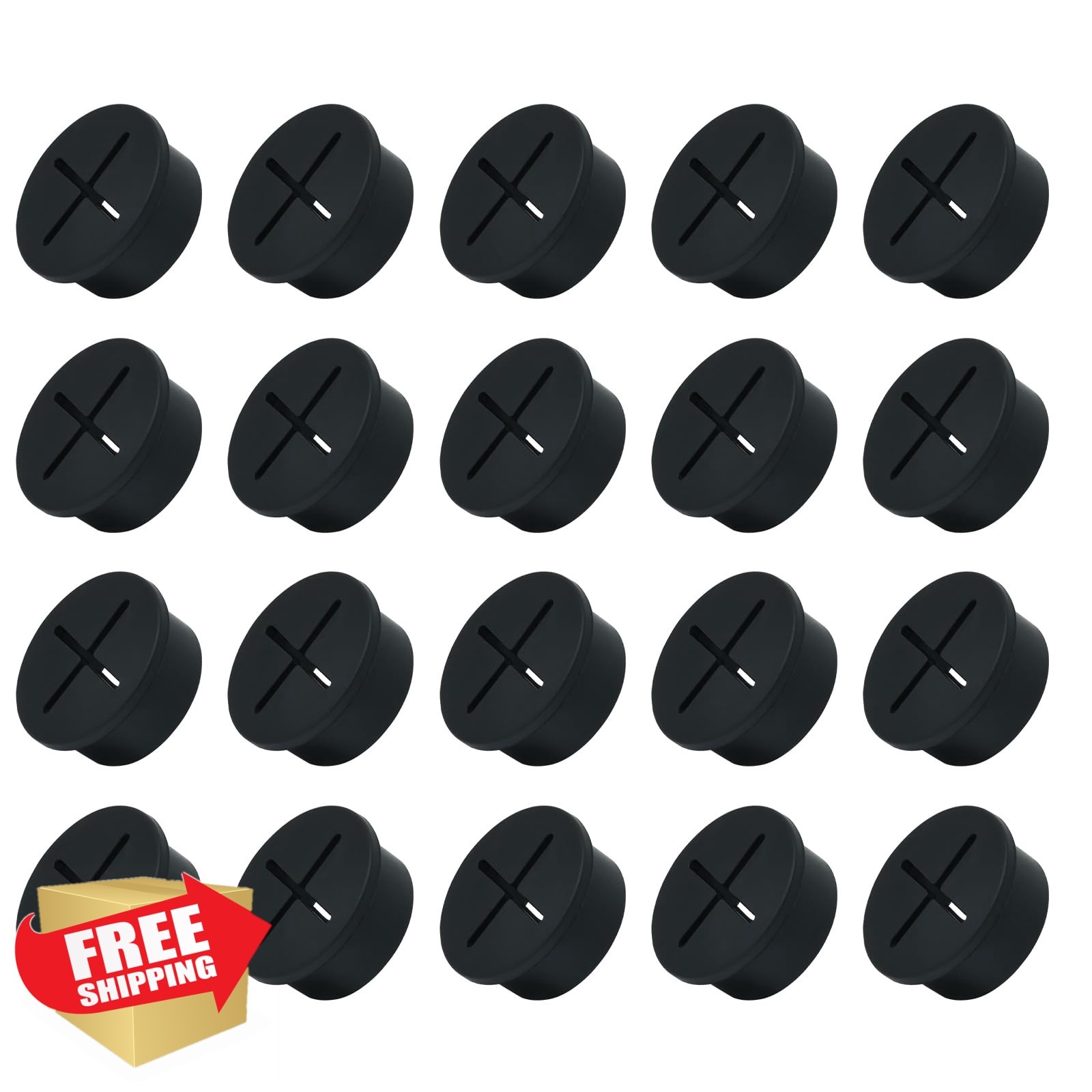 EASYEAH 1" 25mm Silicone Cord Grommet 20 Pcs Black