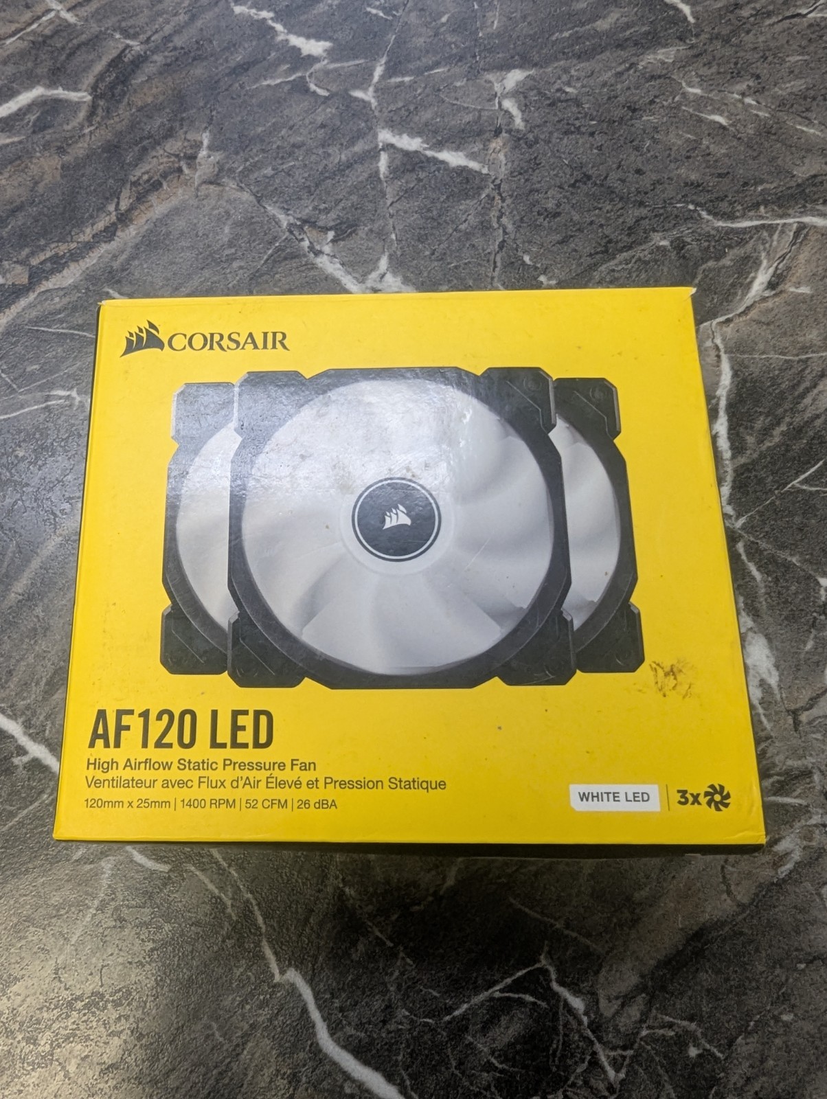 Corsair AF120 Quiet Edition 120mm Fan White LED Brand New Open Box