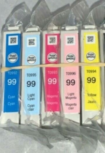 SET of 5 New Genuine SEALED BAG Epson 99 Inkjet Cartridges No Box (NO BLK)