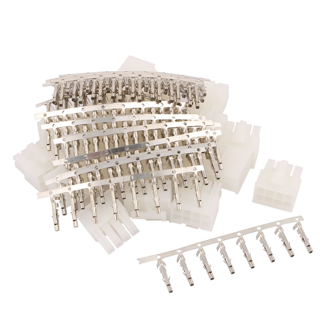 20 Sets White Plastic Dual 8 Pin Male 4.2mm Pitch + 8 Pin Terminal PC Connector