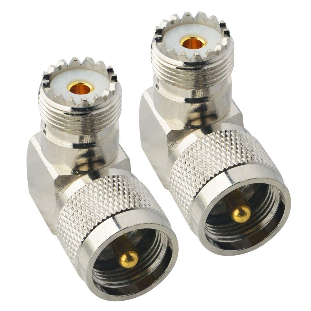 Boobrie UHF Connector Right Angle Coax Male Plug 2 PCS, Silver