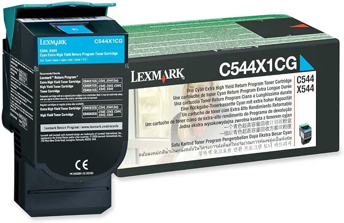New Genuine Lexmark C544X1CG One CYAN Toner Cartridge Extra High Yield