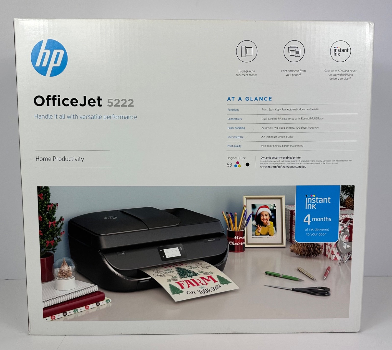 HP OfficeJet 5222 All-in-One Wireless Color Inkjet Printer Brand New