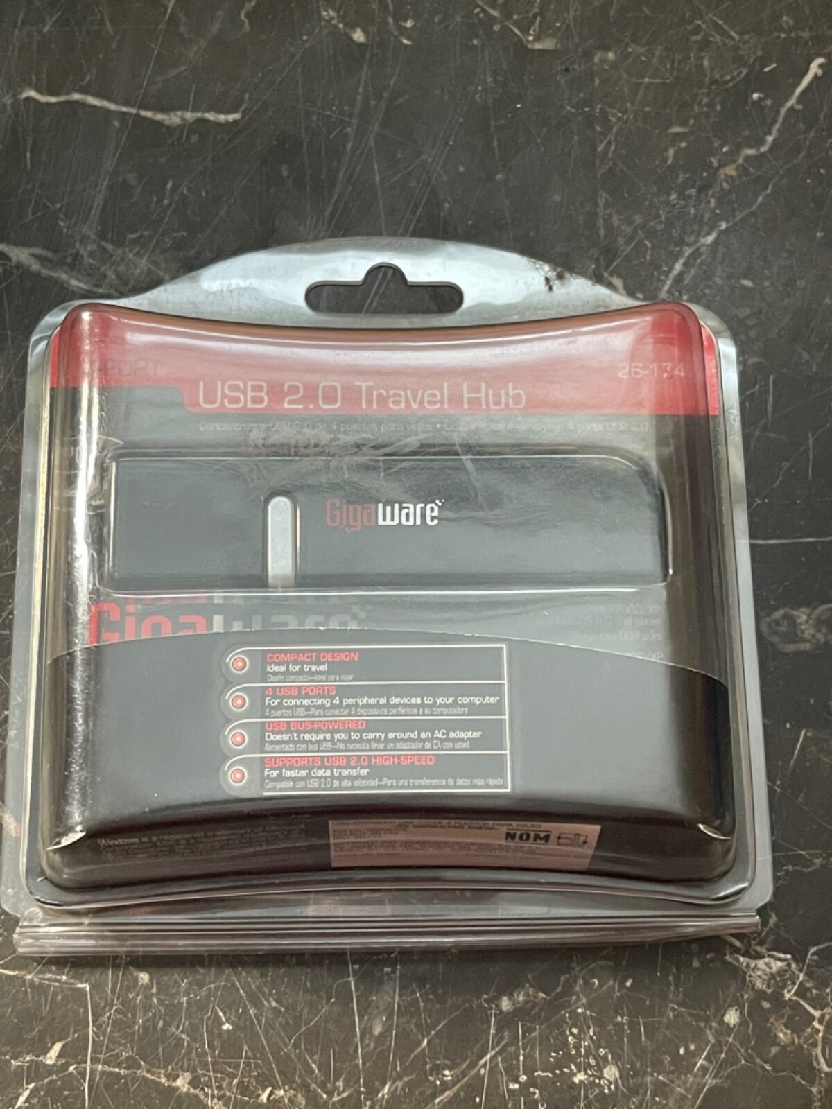 GIGAWARE 4-Port USB 2.0 Desktop Hub 26-174-SEALED