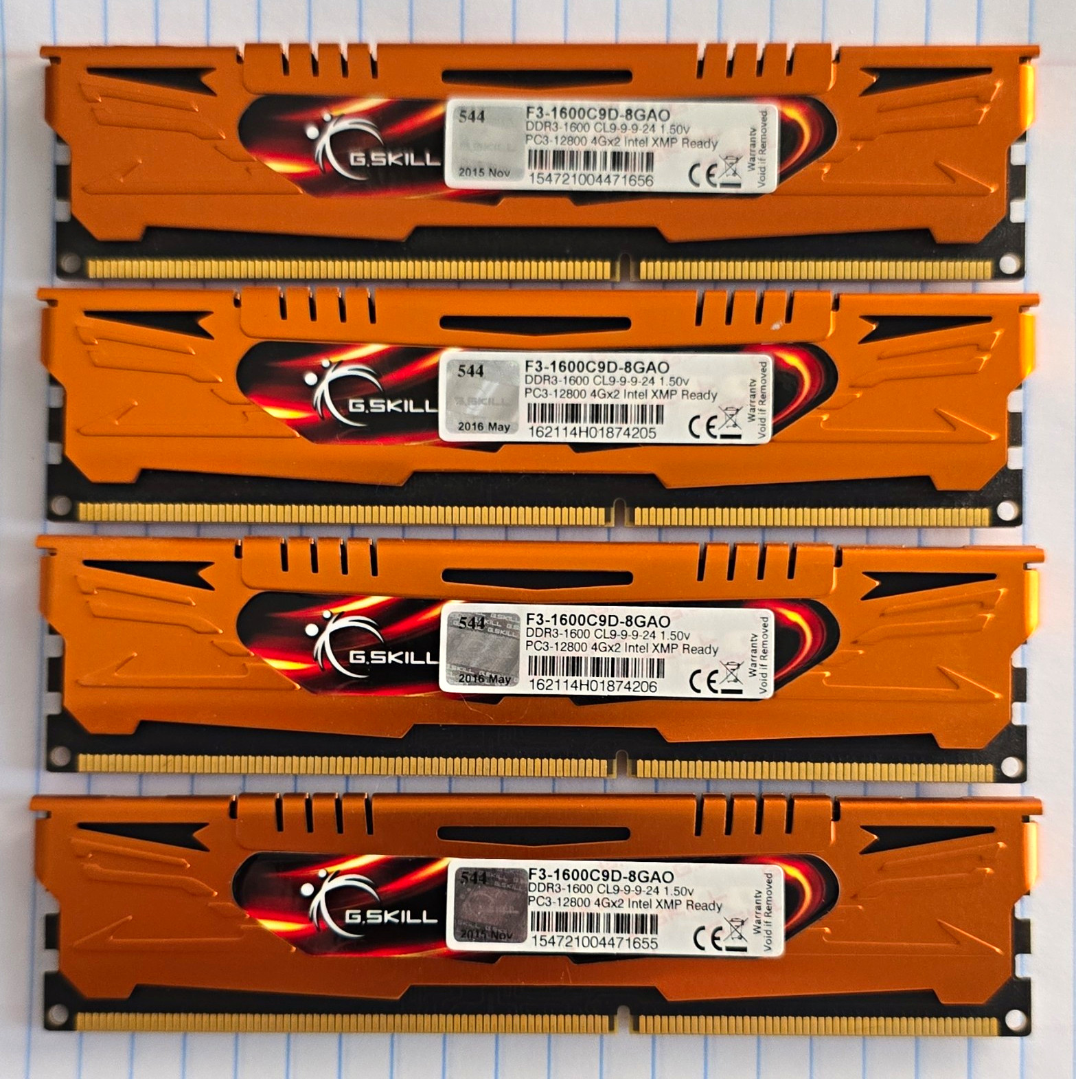 G.Skill Ares 16GB (4x4GB) DDR3 1600MHz PC3-12800 Desktop RAM Kit Orange CL9