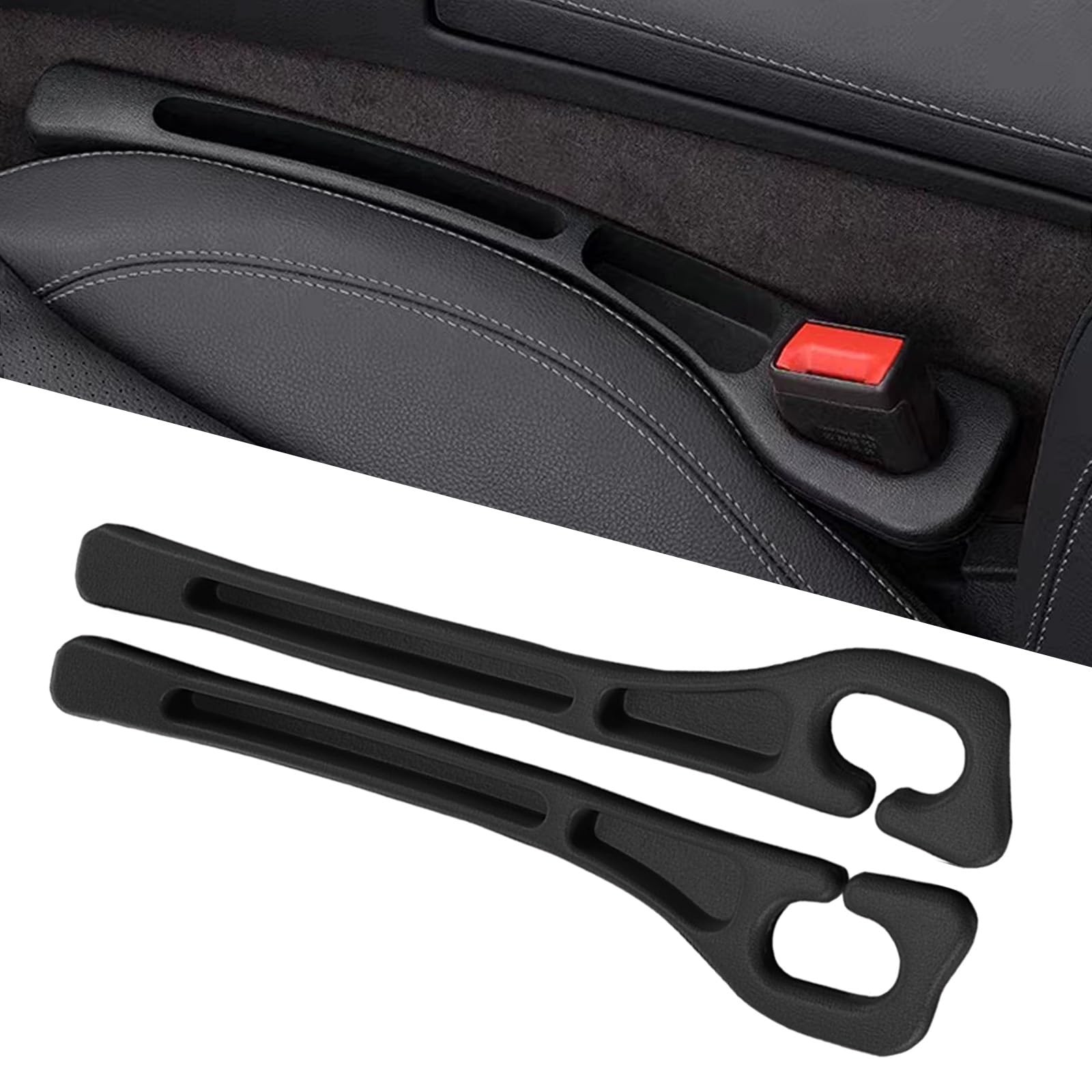 Car Seat Gap Filler Set of 2, Multifunctional Seat Side Gap Seam Filler Organ...