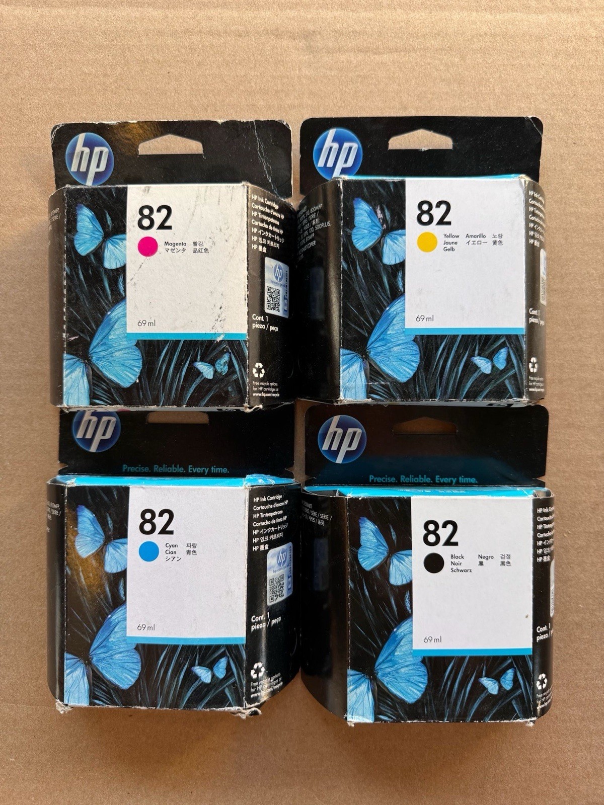 HP 82 Black HP  82 Yellow cyan magenta 69ml  Ink Cartridges 2015-2019