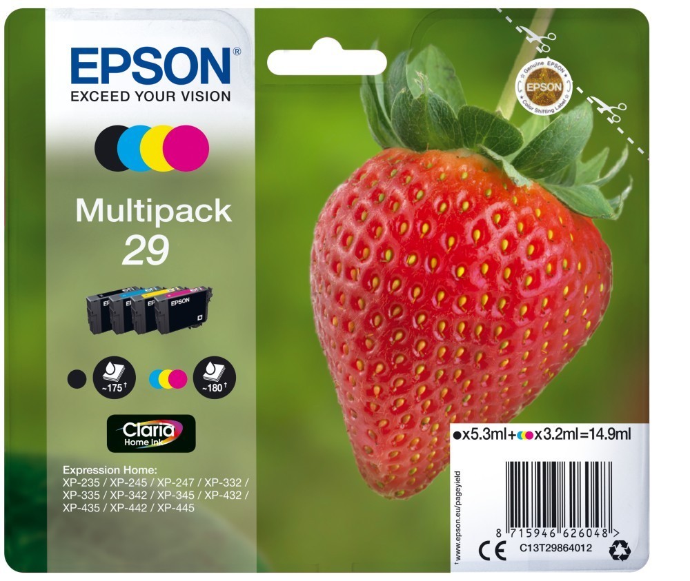 Epson Strawberry Multipack 4 Color Claria Home Inks 29