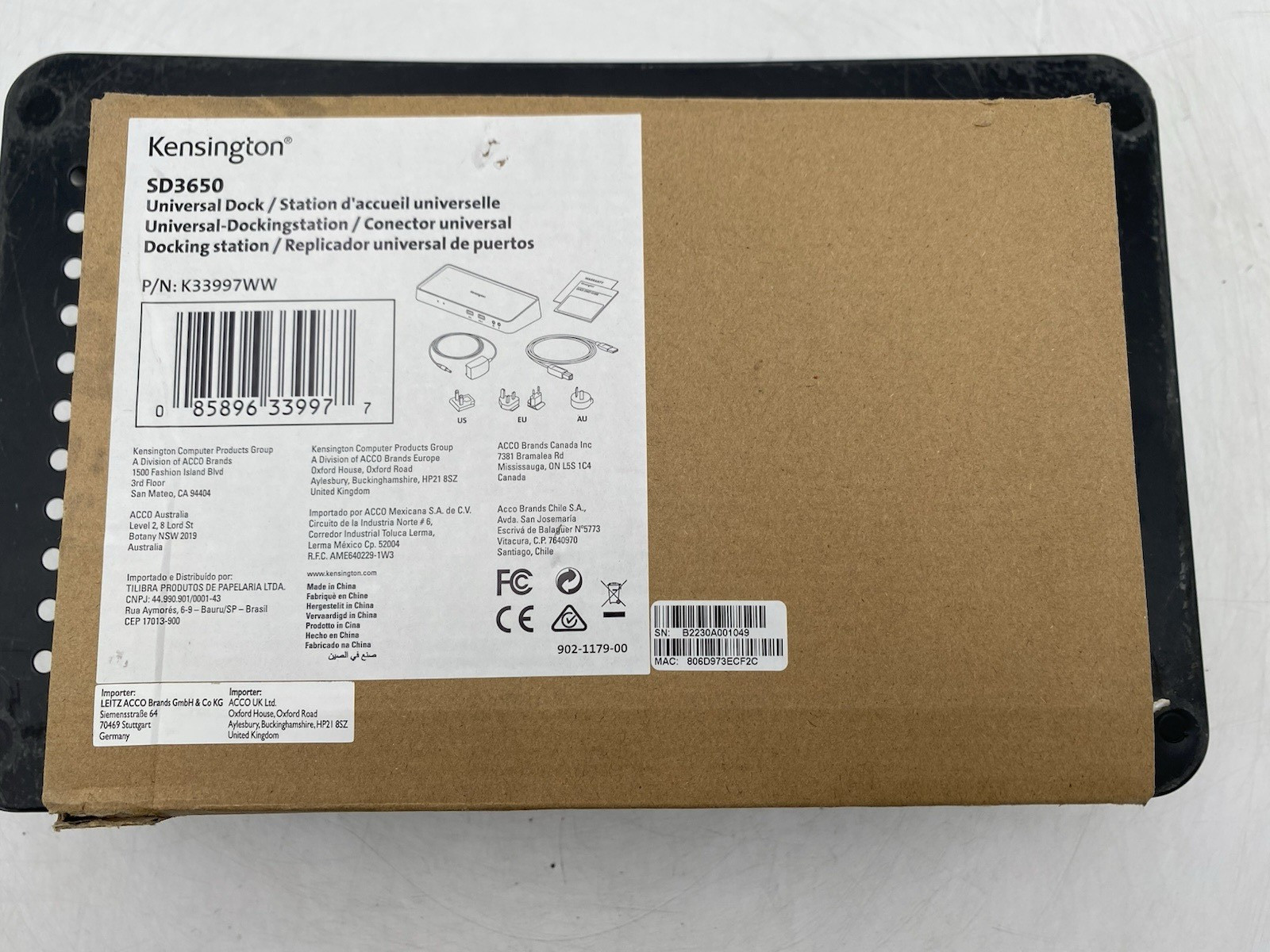 Kensington SD3650 Universal Dock With Accessories