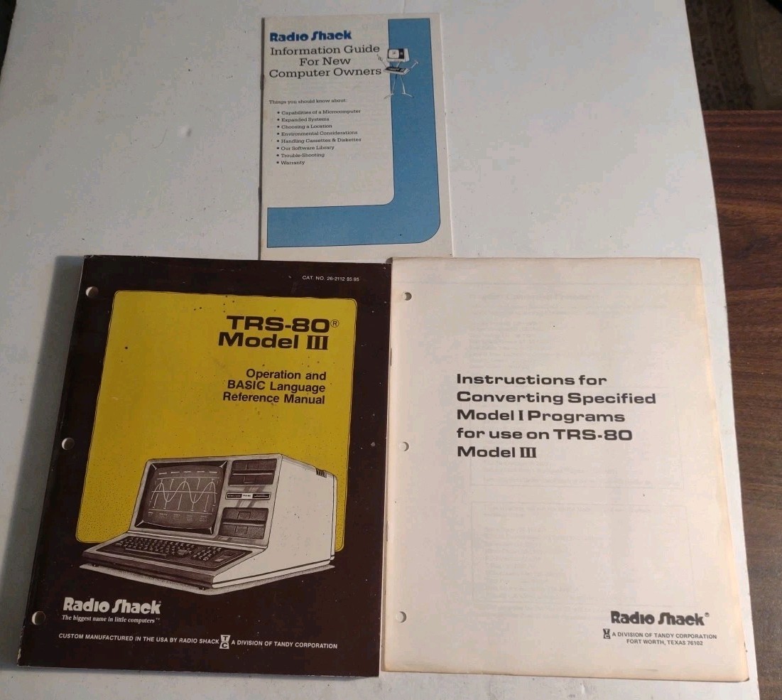 1980 Radio Shack TRS-80 Model III Operation and BASIC Language Reference Manual.