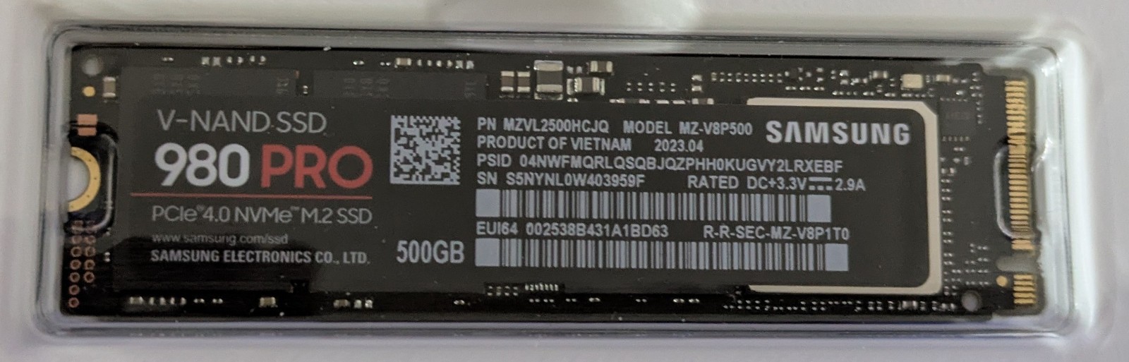 Samsung 980 pro 500gb ssd