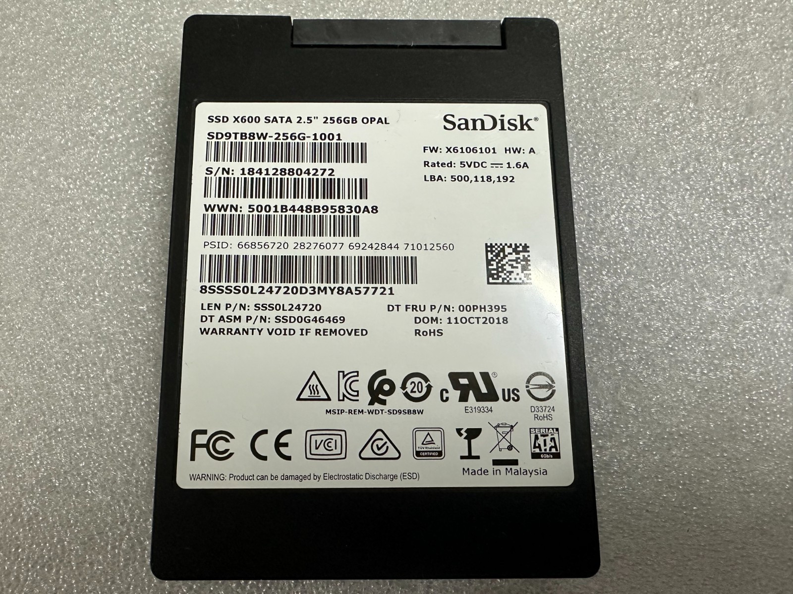 SanDisk X600 256GB SSD Hard Drive TLC SATA III 2.5'' SD9TB8W-256G-1001