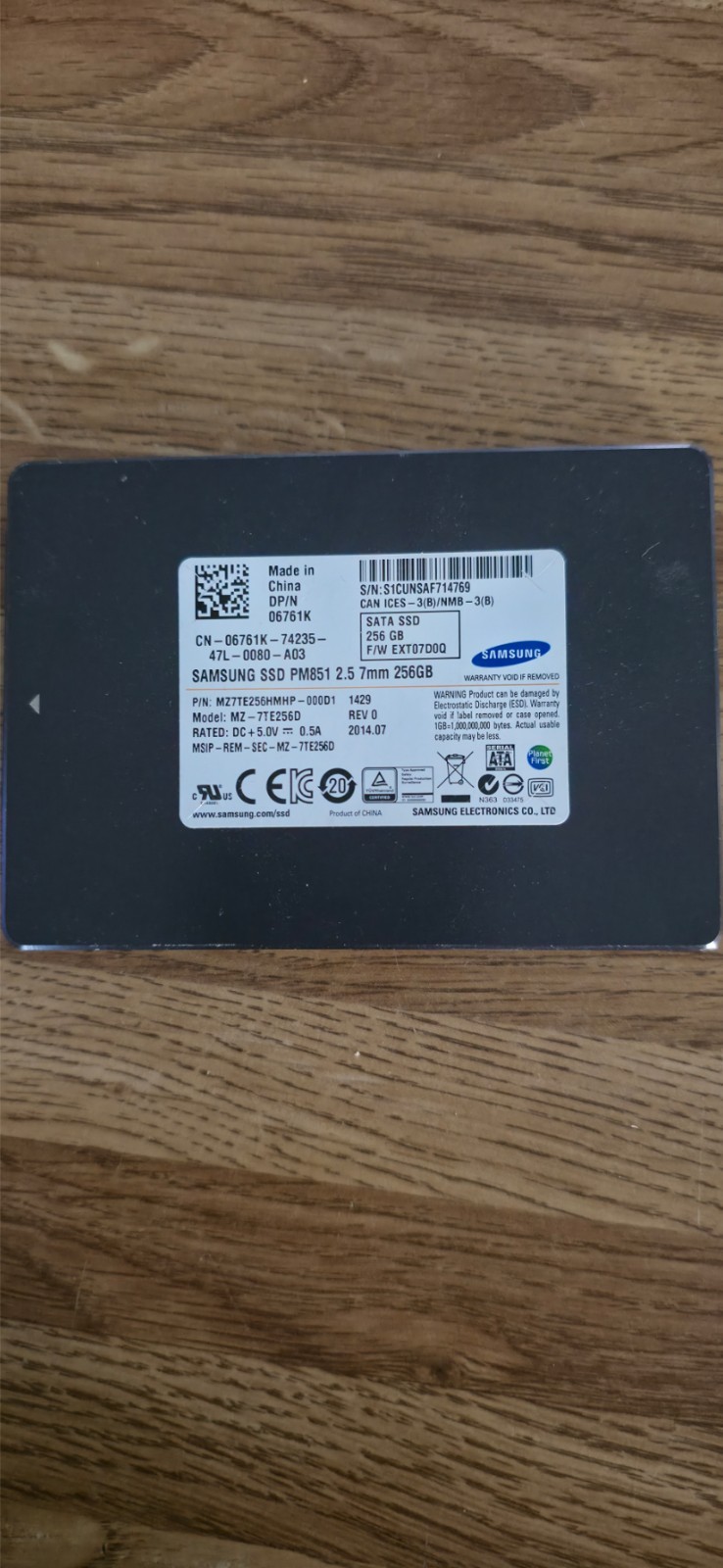 Samsung PM851 MZ-7TE256D 256GB SSD 2.5