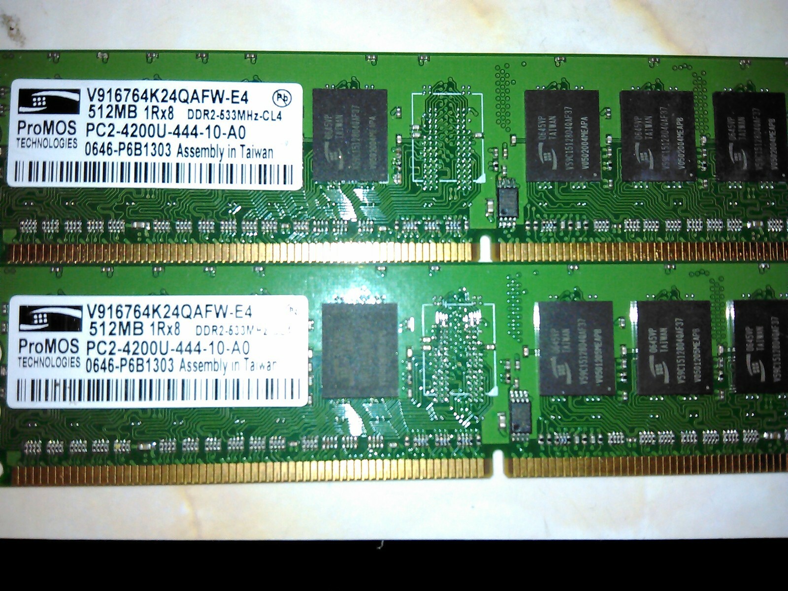 RAM 2-PC2 4200U ProMOS Memory Card V916764K24QAFW-E4 512 MB 1Rx8 DDR2 533 MHz