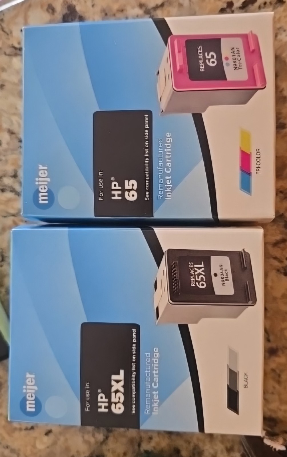 Meijer Inkjet Cartridges for HP 65/65XL Tri-Color Black 2pk