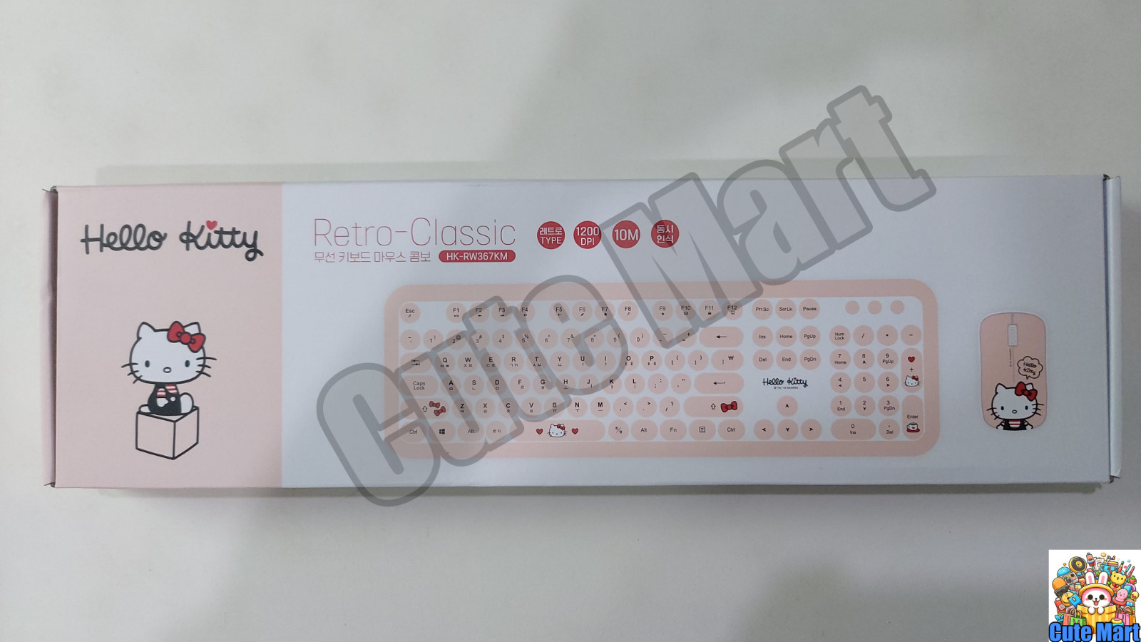 Hello Kitty Wireless Keyboard Mouse Set Retro Typing Keyboard White Pink Color