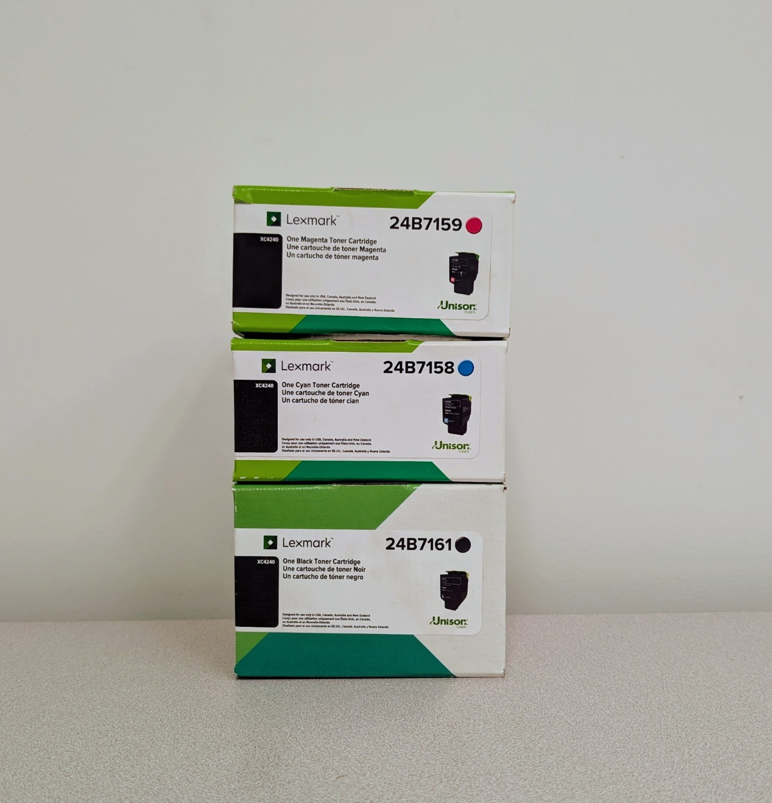 GENUINE SET 3 LEXMARK XC4240 TONER CARTRIDGES 24B7158 24B7159 24B7161 NEW