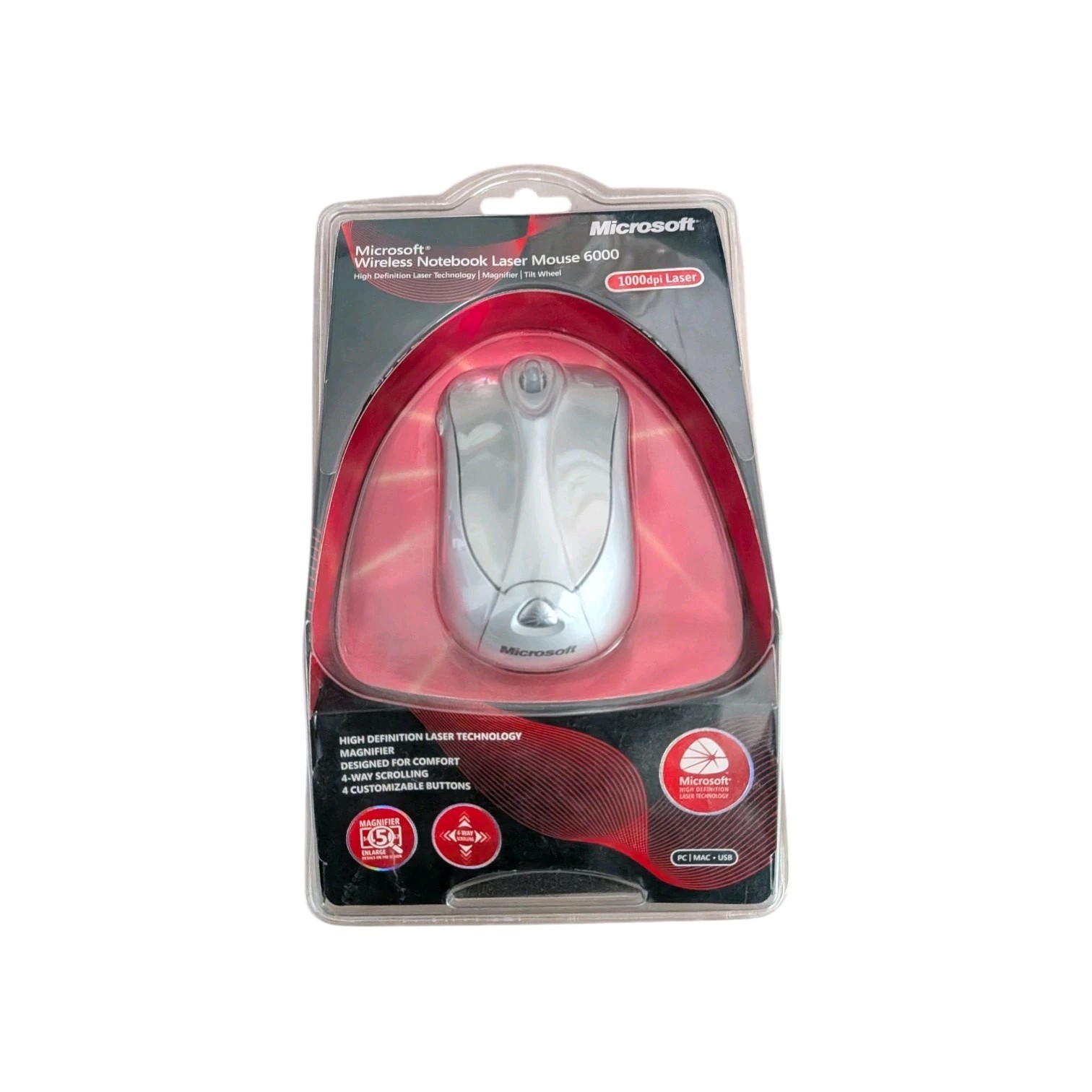 Microsoft Wireless Notebook Laser Mouse 6000 New