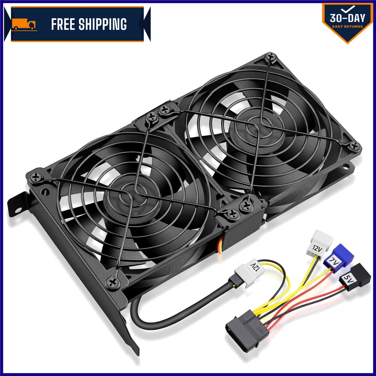 Dual 92mm Graphics Card Cooler with Low Noise & High Airflow – PCI Slot Fans
