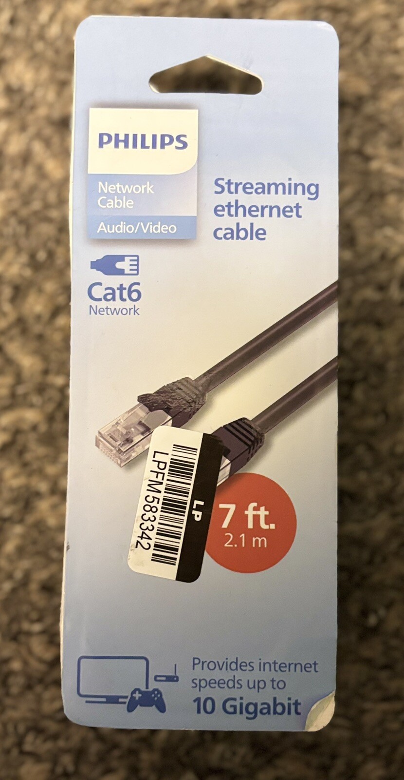 Philips Network Cable Streaming Ethernet Cable Audio/Video Cat6 Network 7ft
