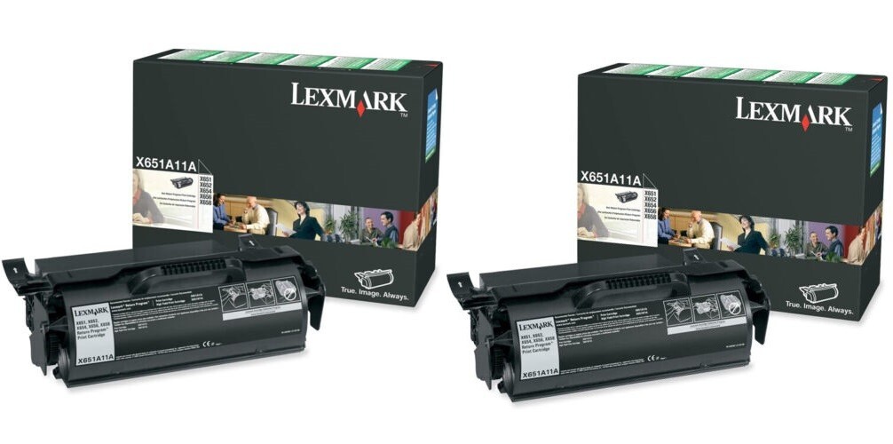 2 Genuine Sealed Lexmark X651A11A Laser Toner Cartridges X651 X652 X654 - MINT 