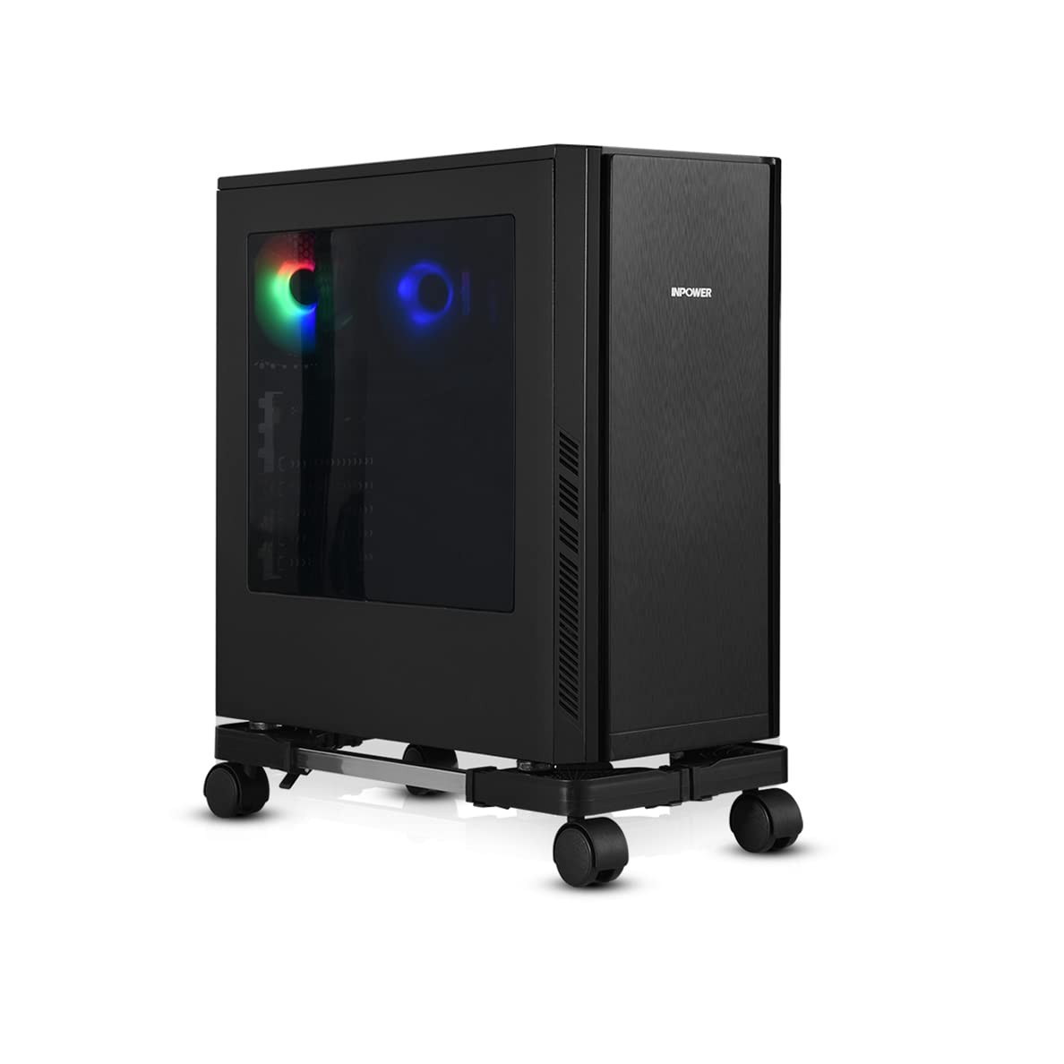 Adjustable Mobile CPU Stand with Rolling Caster Wheels Computer Tower Stand