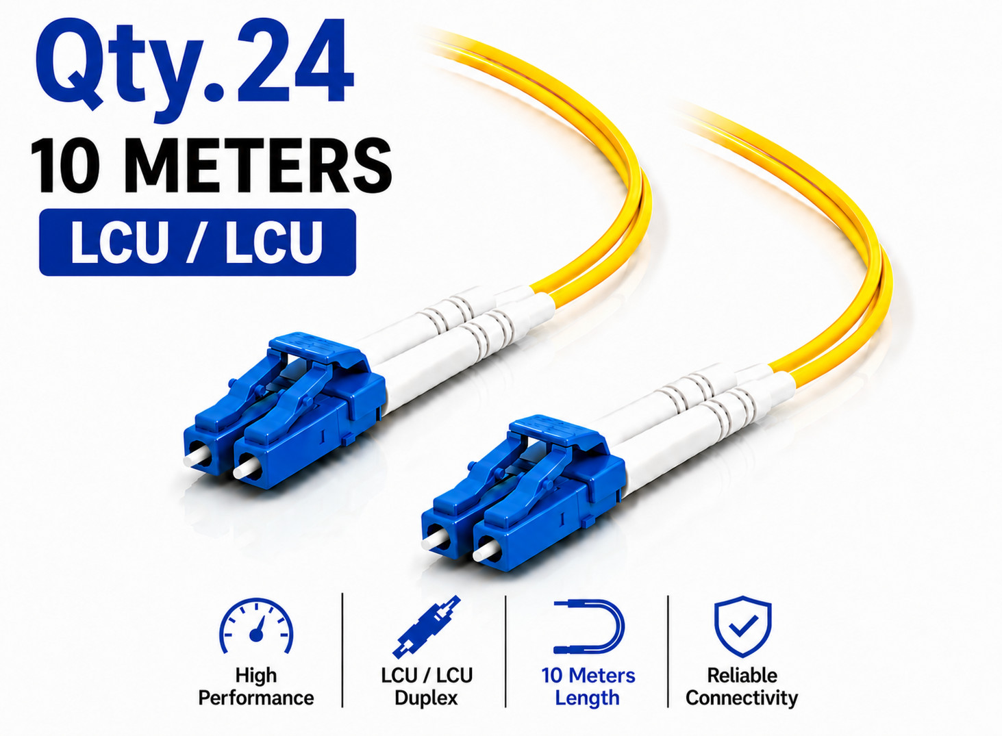 (24) 10 Meter LC/UPC - LC/UPC Duplex Fiber Patch Jumper OS2 SMF Singlemode Cable