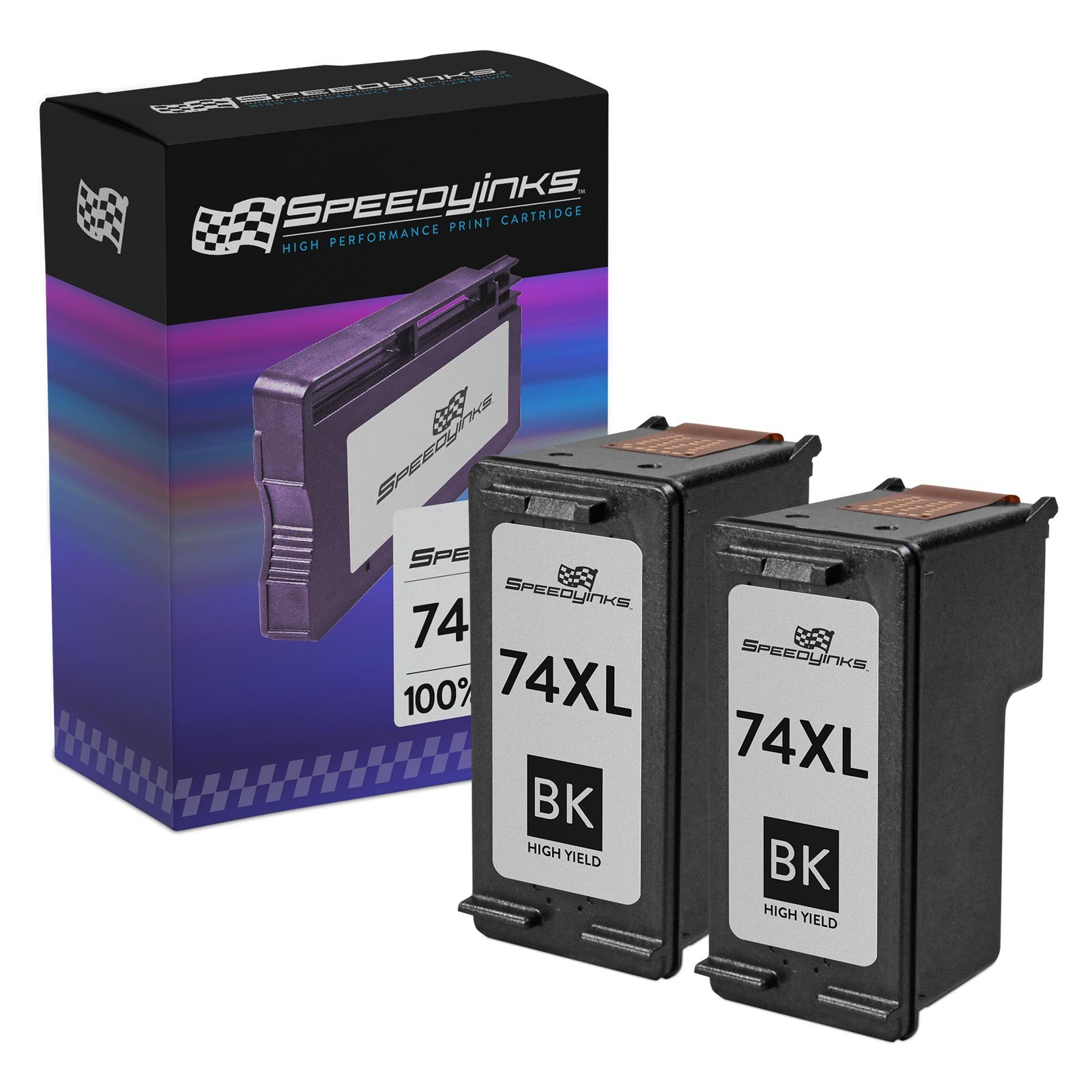2pk Reman replacement for HP 74XL / CB336WN High Yield Black Ink Cartridge