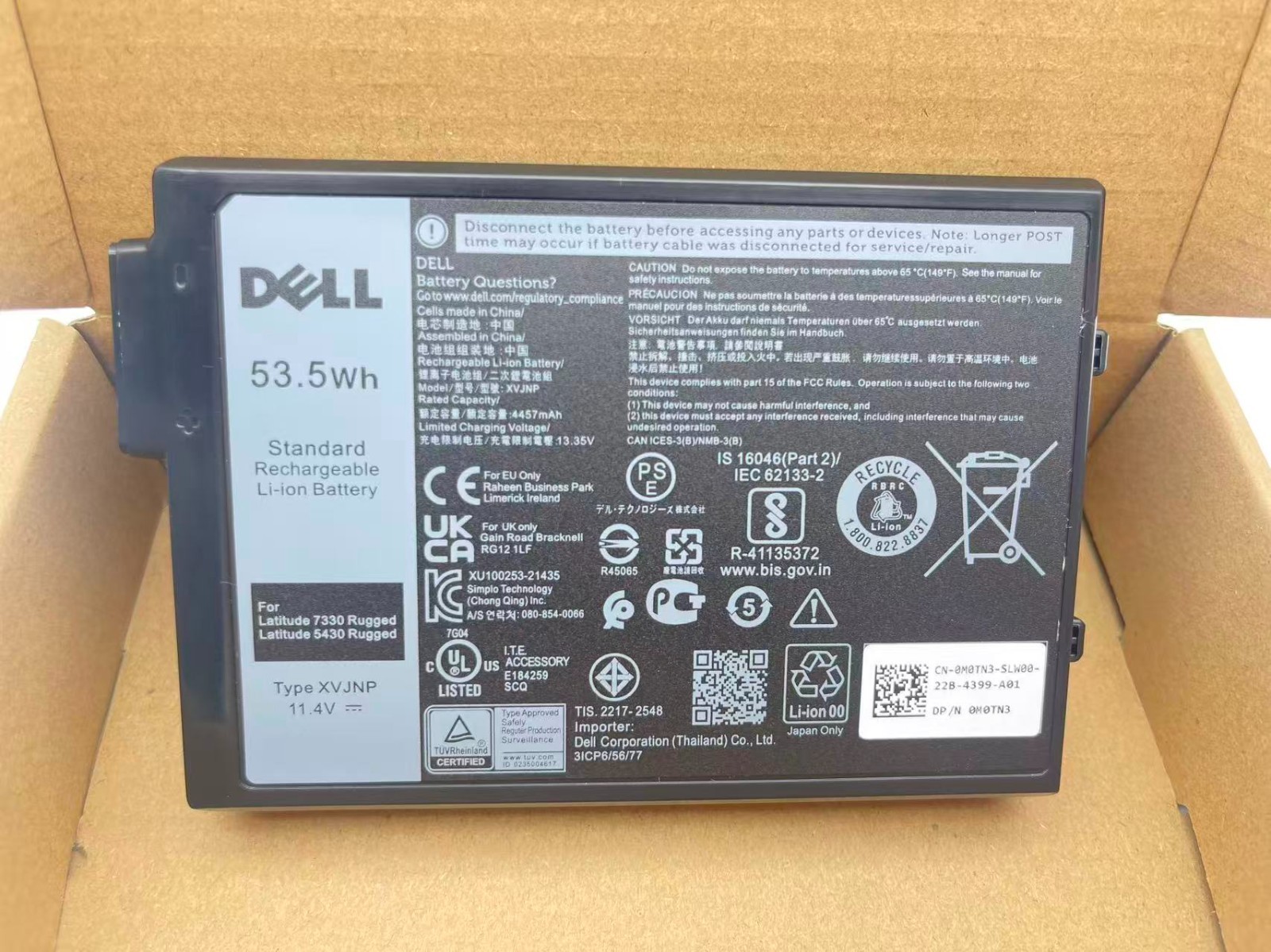 53.5Wh Genuine XVJNP BatteryFor Dell Latitude 5430 7330 Rugged Extreme Series US