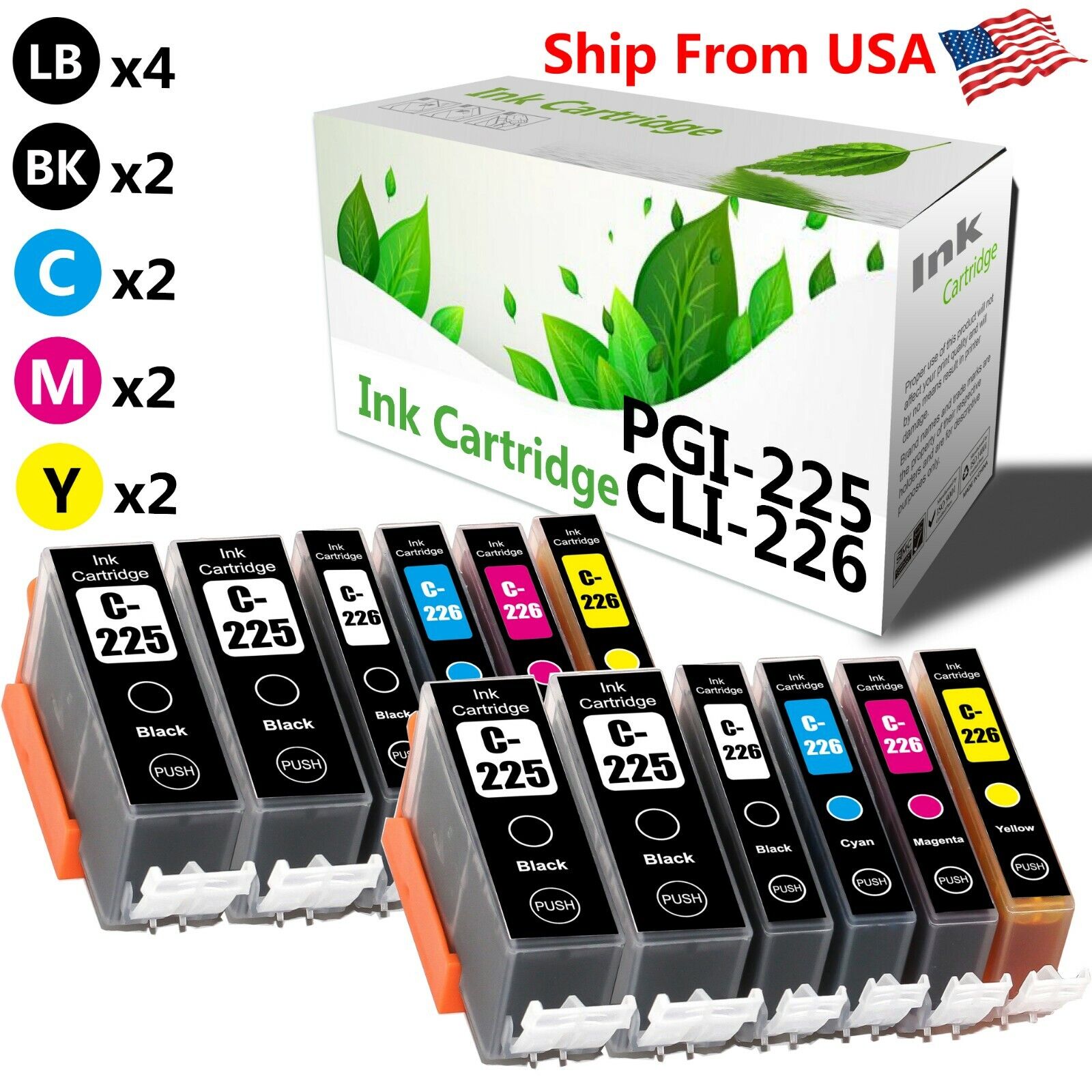 12 Pack PGI225 CLI226 Ink Cartridge use for Canon PIXMA MX712 PIXMA MX882