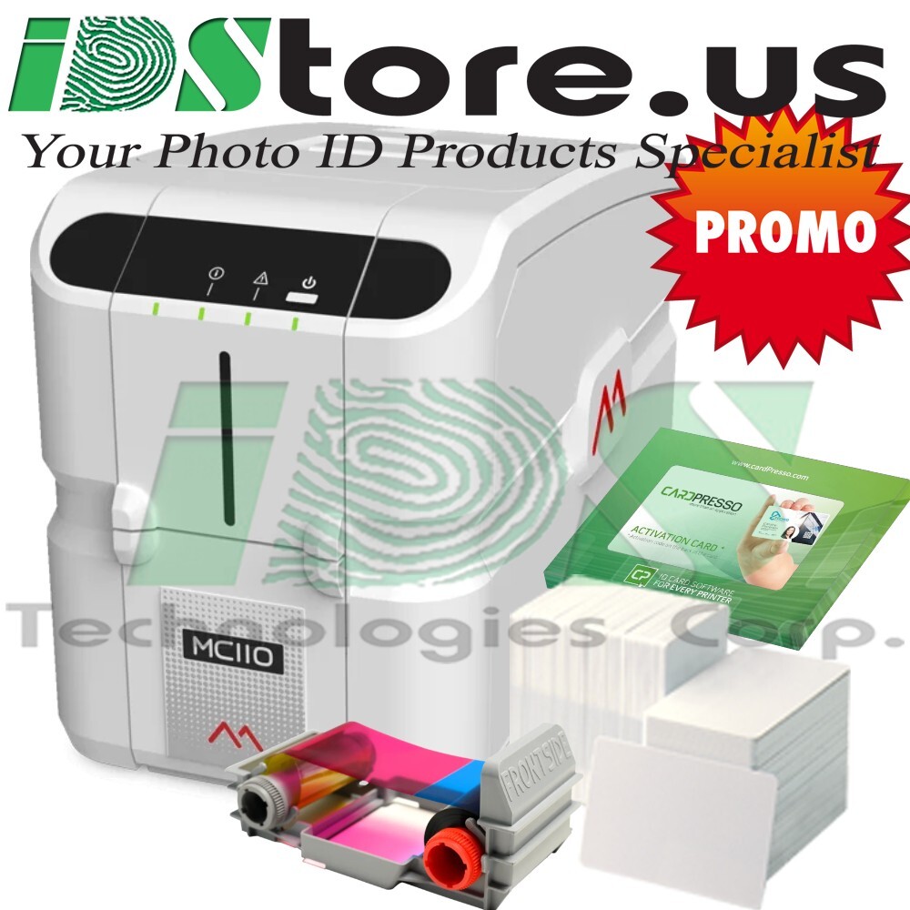 Matica MC110 Dual Sided ID Card Printer Bundle