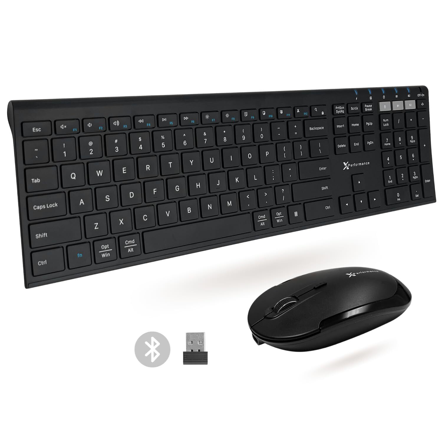 X9 Slim Bluetooth Mouse and Keyboard Combo - Dual BT + 2.4G Pair 3 Devices - ...