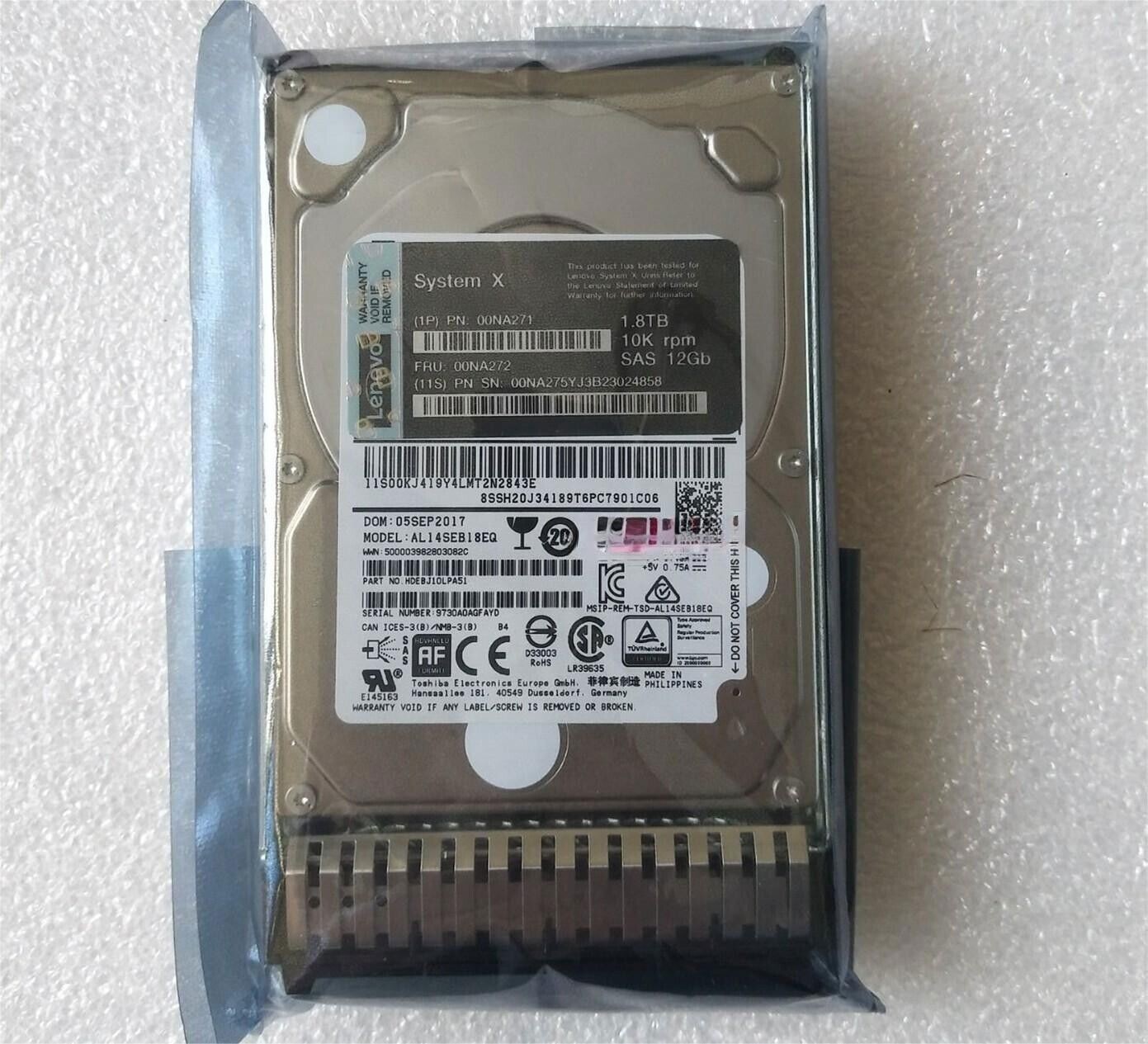 Lenovo 00NA271 00NA272 1.8TB 10K 12GBps SAS 2.5" SFF G3HS 512e HDD Hard Drive
