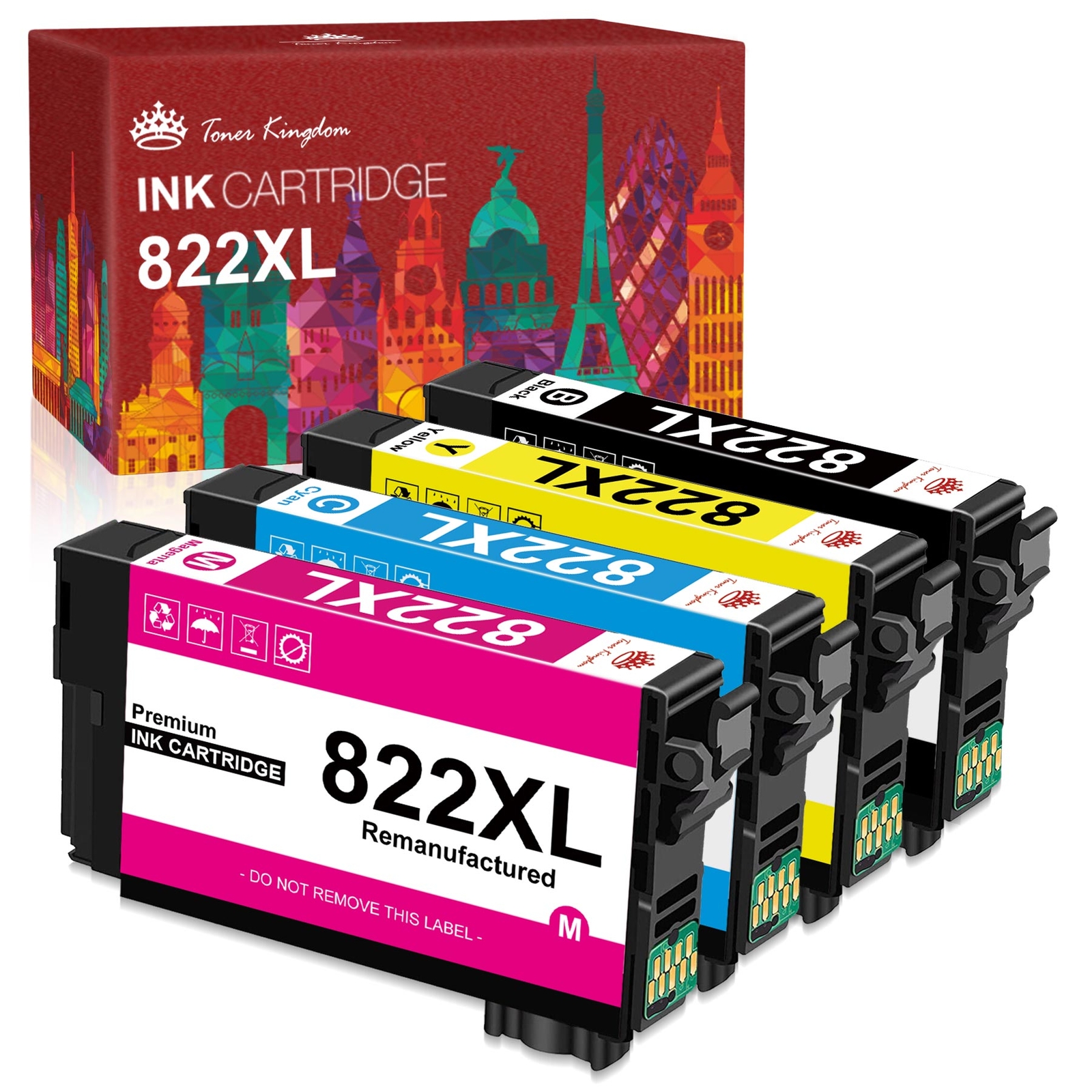 4x 822XL T822XL Ink Cartridge For Epson WorkForce Pro WF-3820 WF-4820 WF-4833