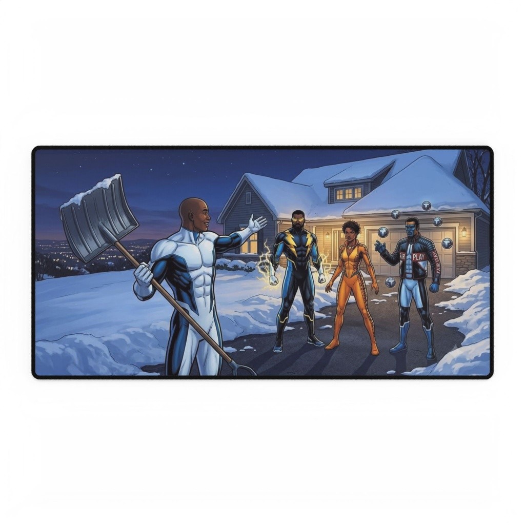DC Comics Black Superhero Team Winter Snow Scene Mouse Pad Desk Mats