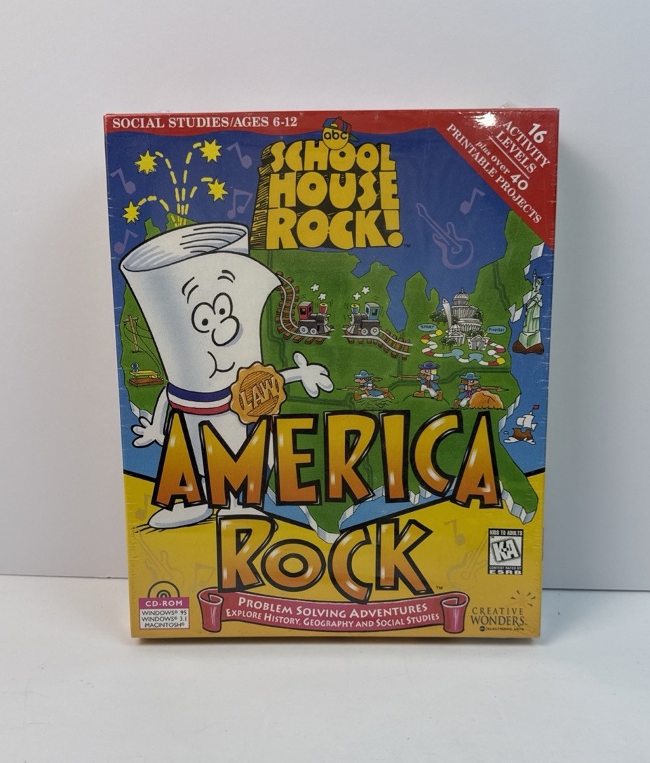 School House Rock America Rock CD ROM Software PC Windows 1995 NEW SEALED