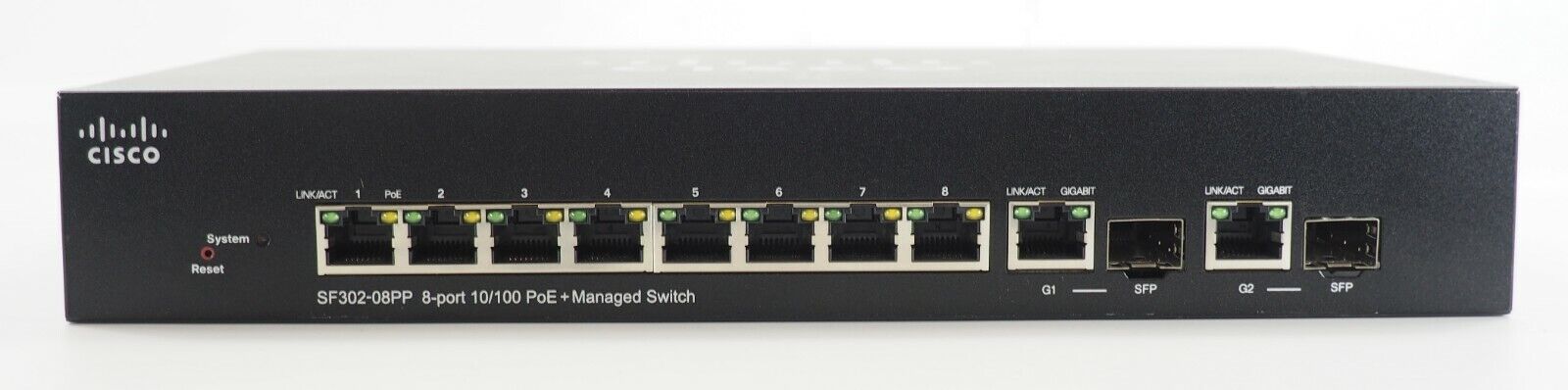 Cisco SF302-08PP 8-Port 10/100 PoE + Managed Switch SF302-08PP-K9 V01