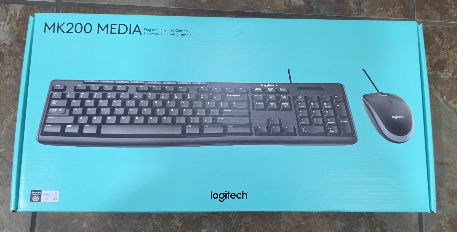Logitech MK200 Media Corded Keyboard and Mouse Combo New In Box Sealed