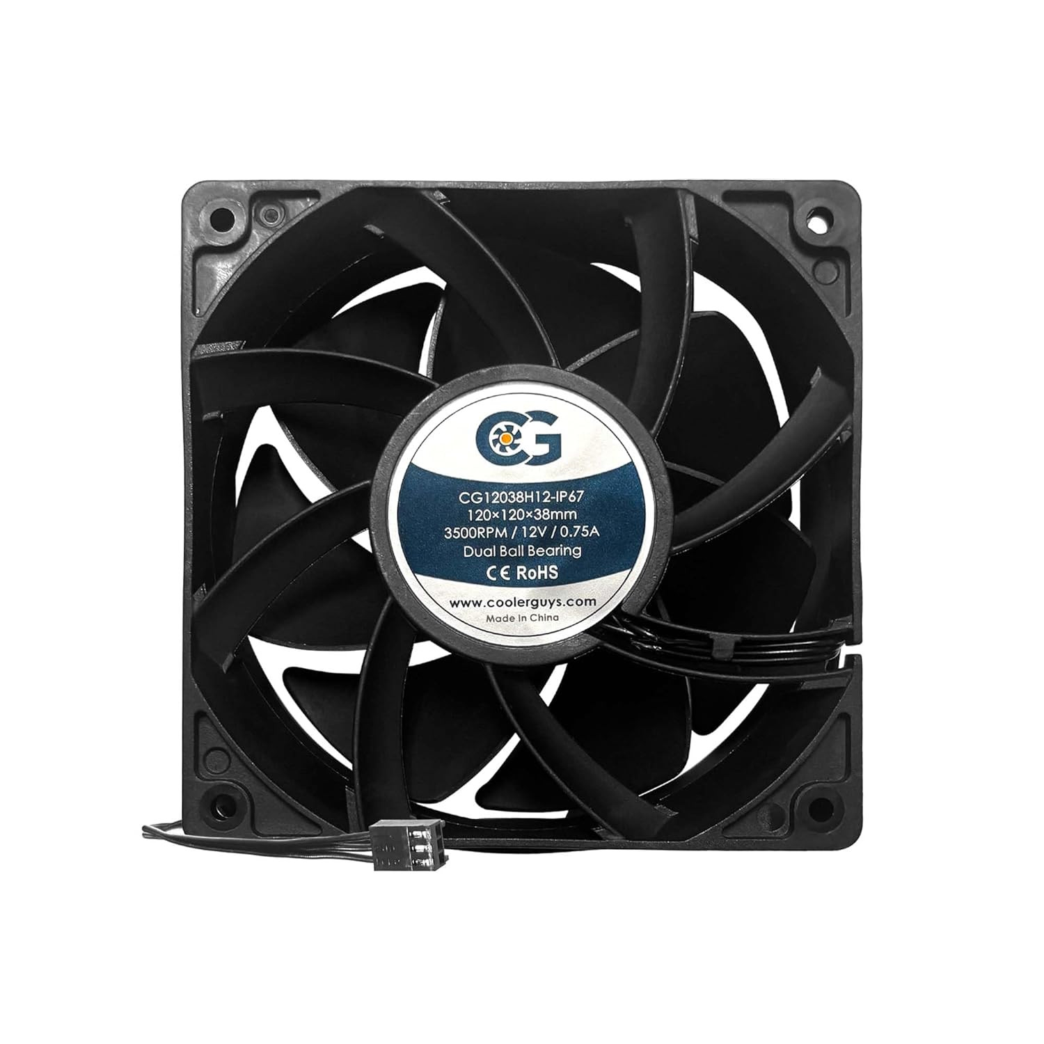 12Vdc Waterproof IP67 Fan (High Speed, 120X38Mm)